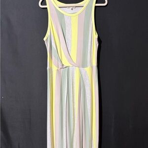 Lou & Grey Sleeveless Striped Midi Dress in Yellow, Mint & Pale Pink